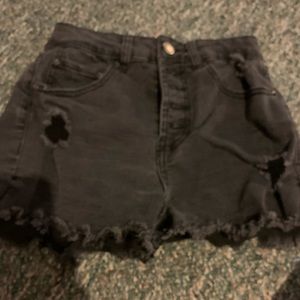 black jean shorts